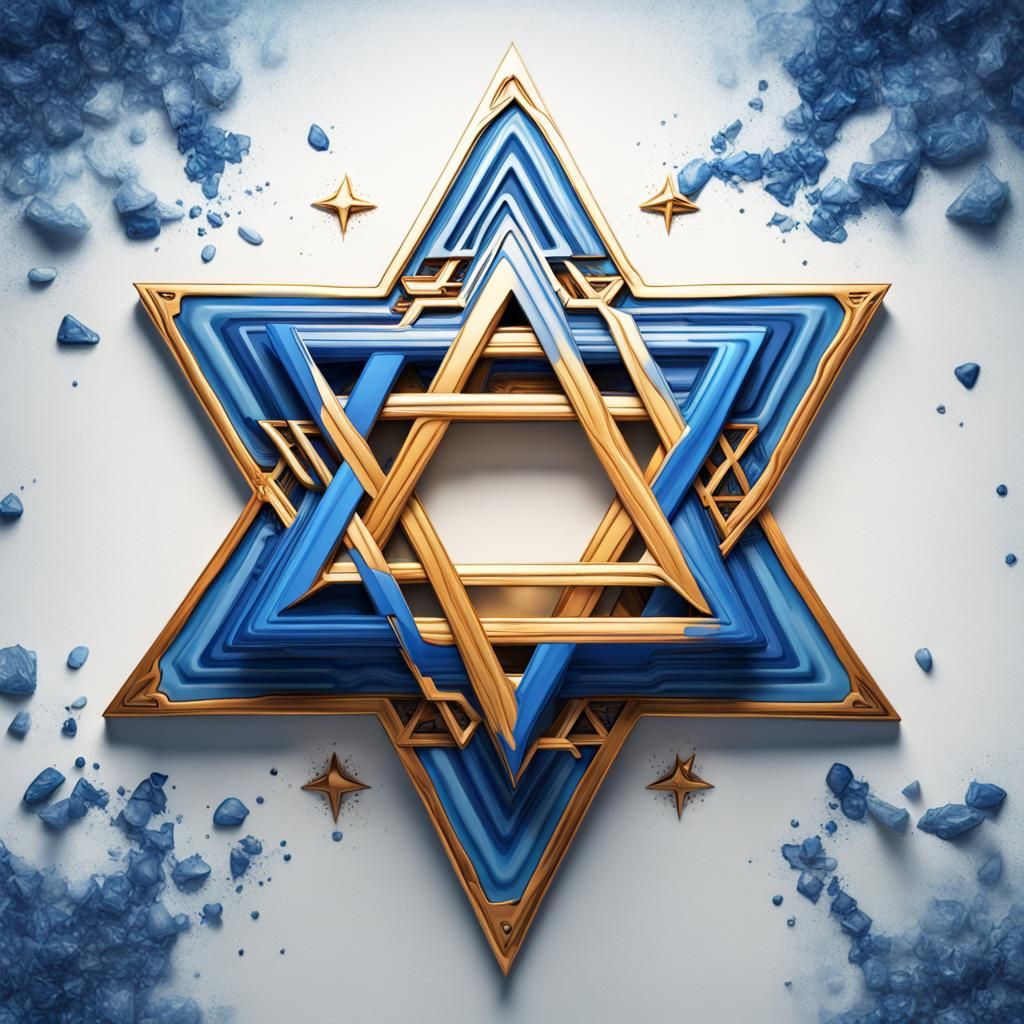 Blue Star of David on White Background