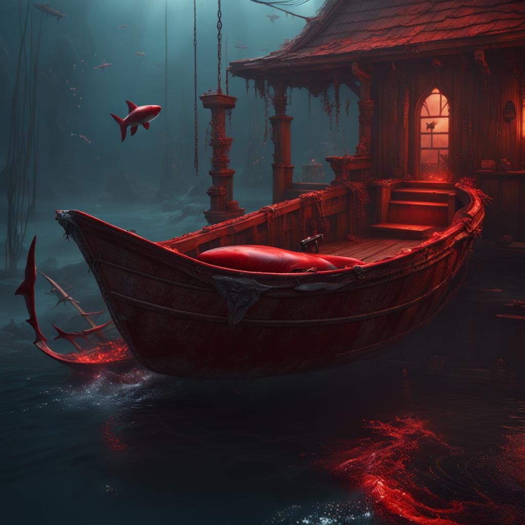 Red Shark Sailing: Detailed Matte Painting