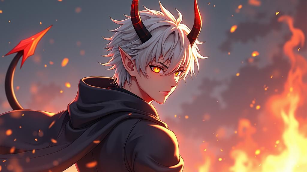 Platinum Devil Posing Heroically in 3D Anime Art