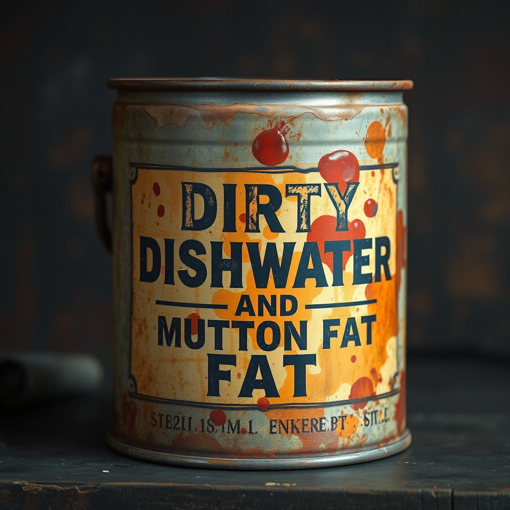 Distressed Metal Can with Dirty Dishwater Label