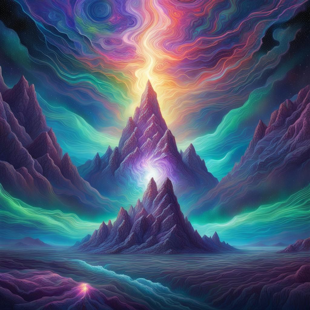 Holographic Astral Northern Lights Illustration