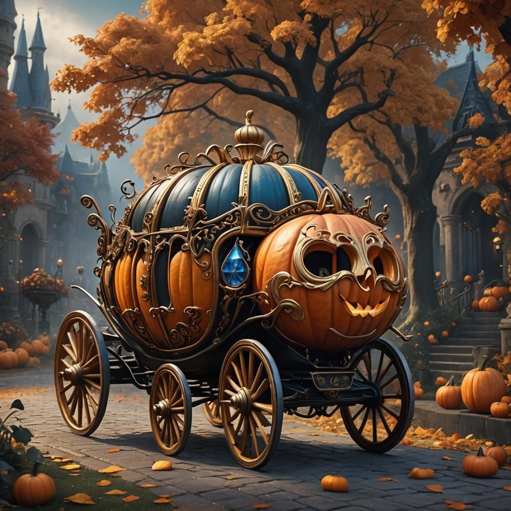 Fantastical Pumpkin Carriage in Detailed Digital Painting