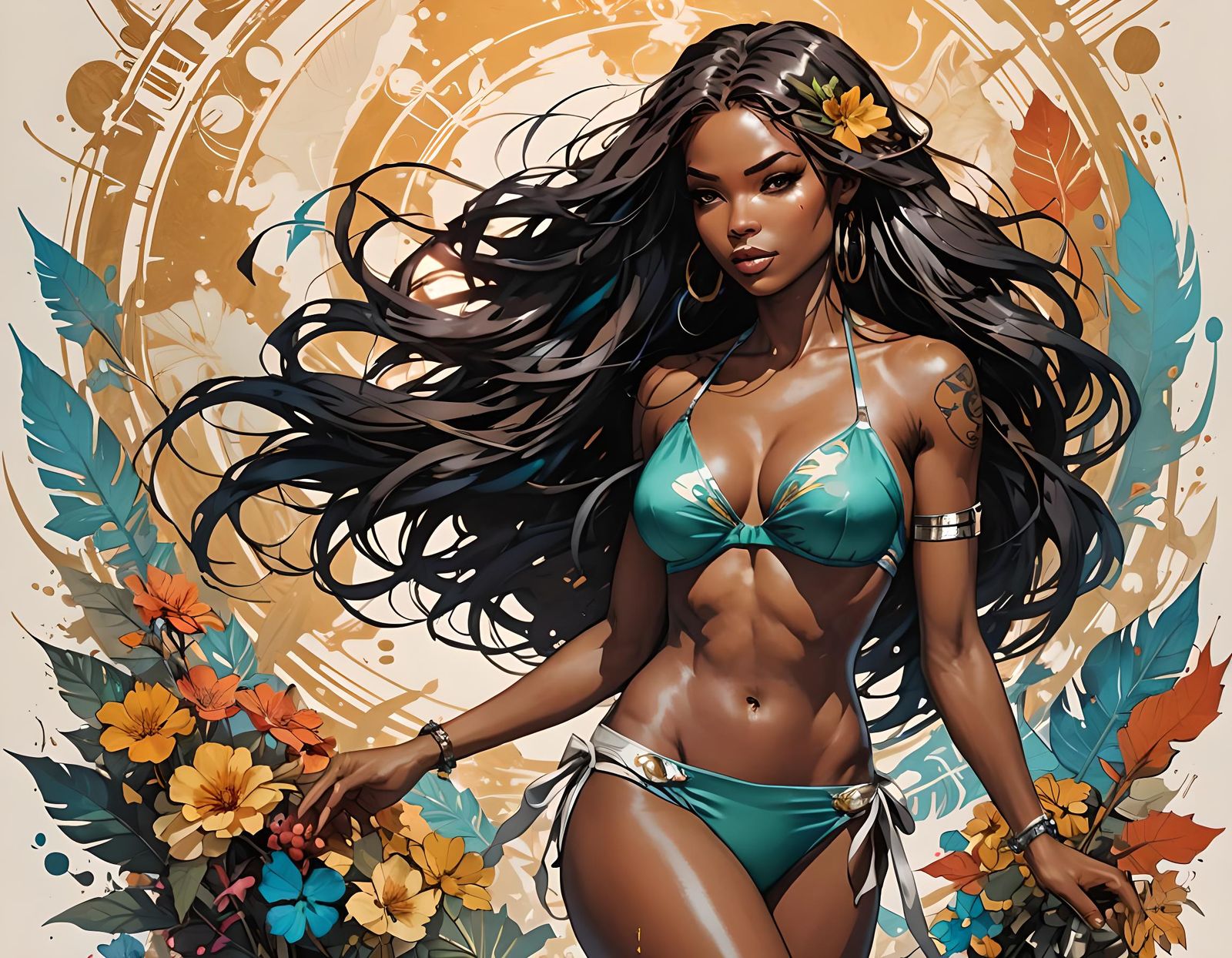 Comic Woman in Bikini, Anime Art Style