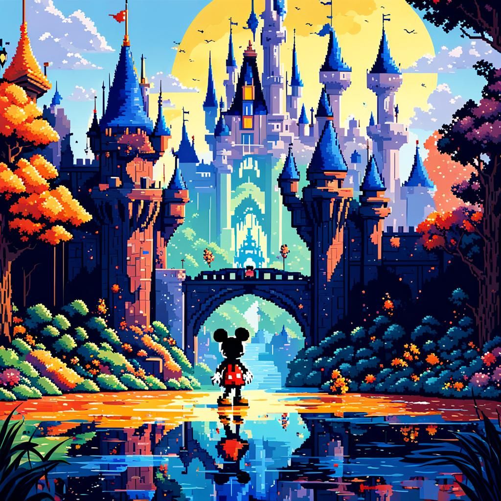 Disney Characters in Abstract Pixel Art