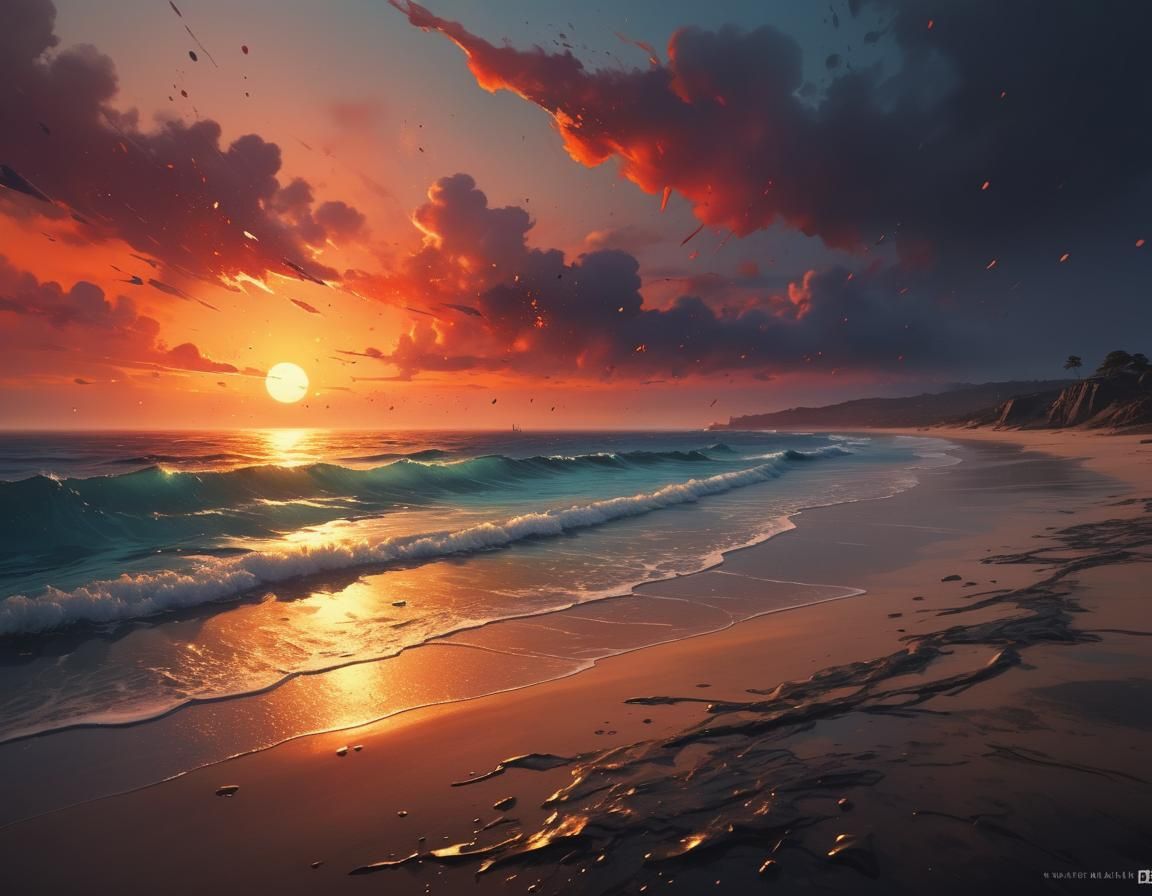 Vibrant Sunset Ink Splatter Art