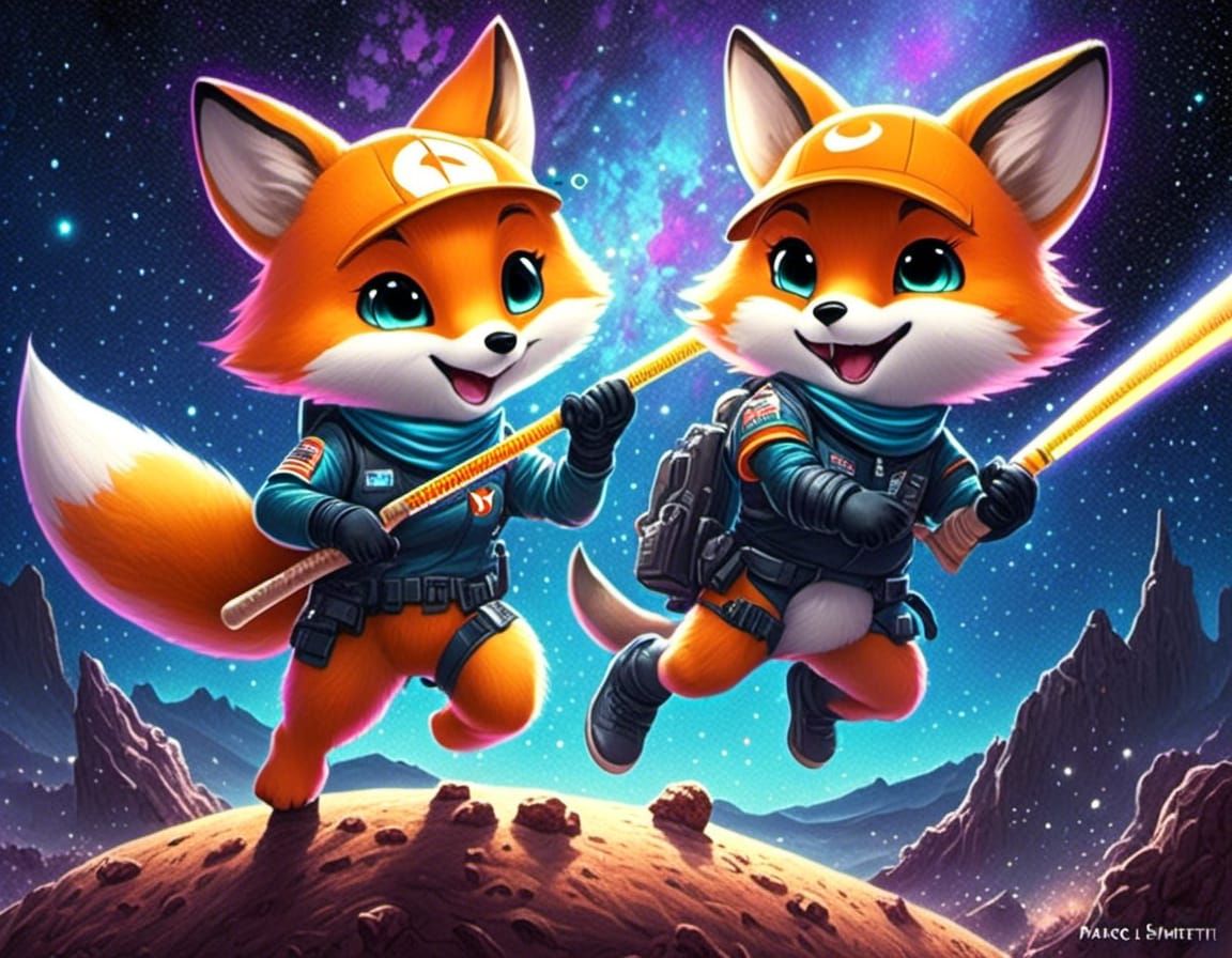 Aliens and Foxes Playing Baseball on Moon