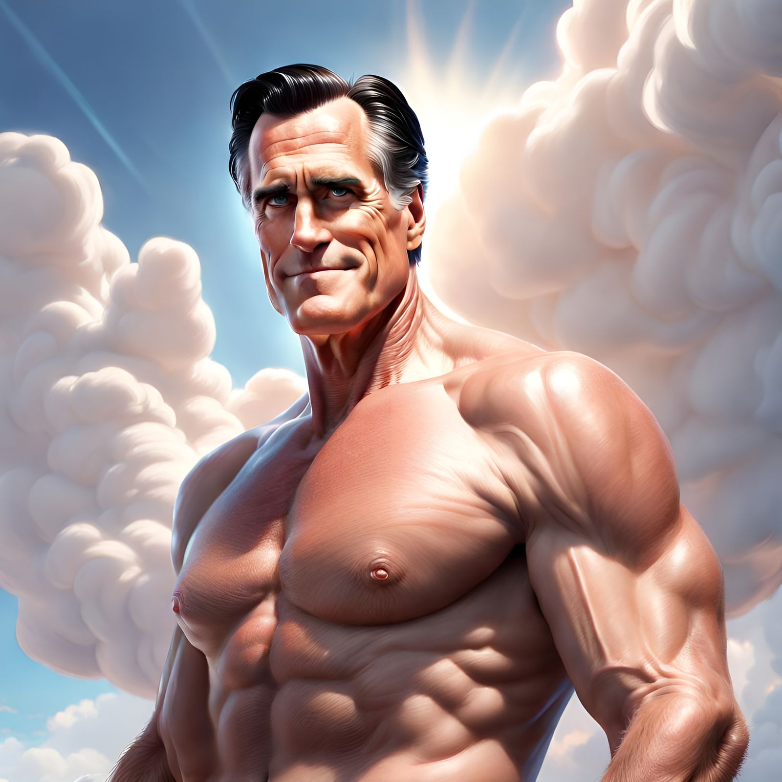 Muscular Man Portrait in Digital Art Style