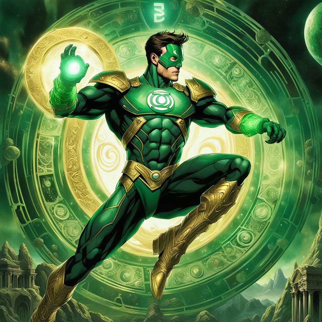Green Lantern Warrior in Mystical Realm