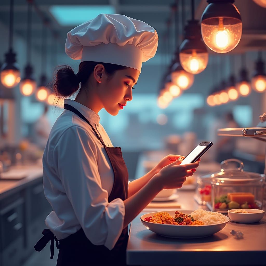 Chef Uses Mobile App in Modern Kitchen