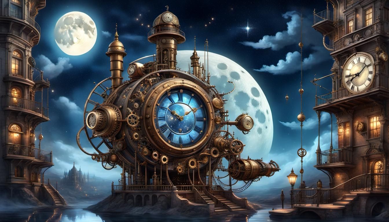 Steampunk Moon Machine with Clockwork Town