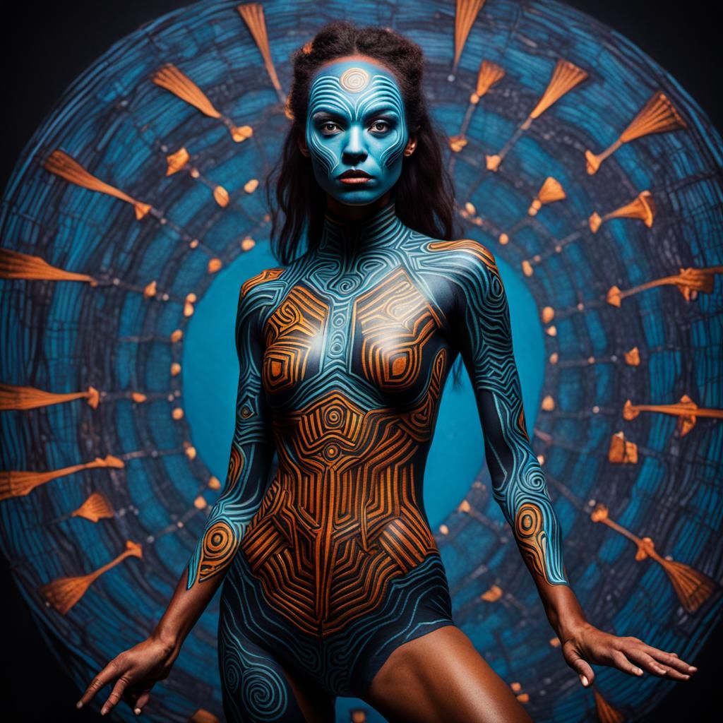 Surreal Abstract Body Art with Strobe Lighting