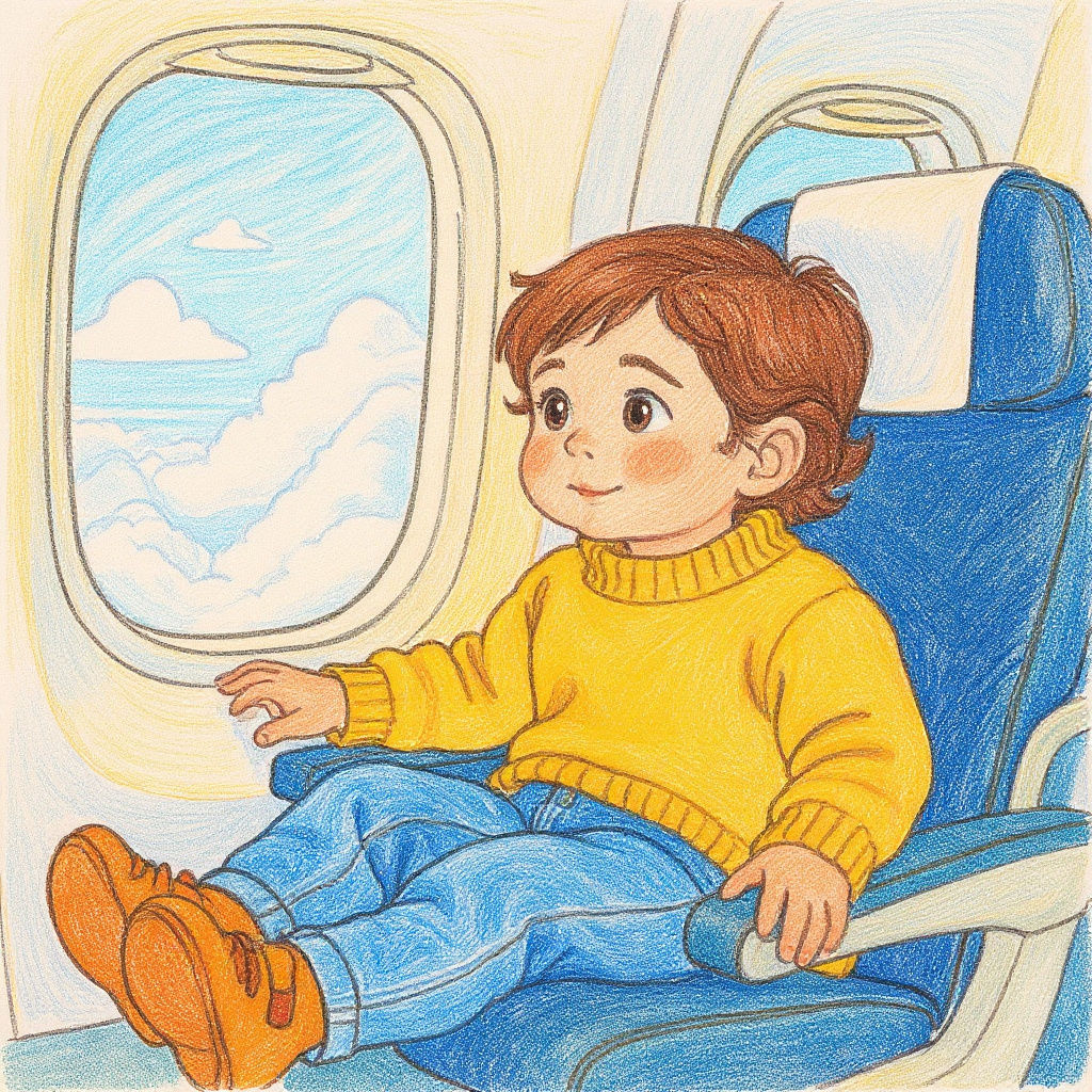 Excited Child on Airplane Sees Clouds
