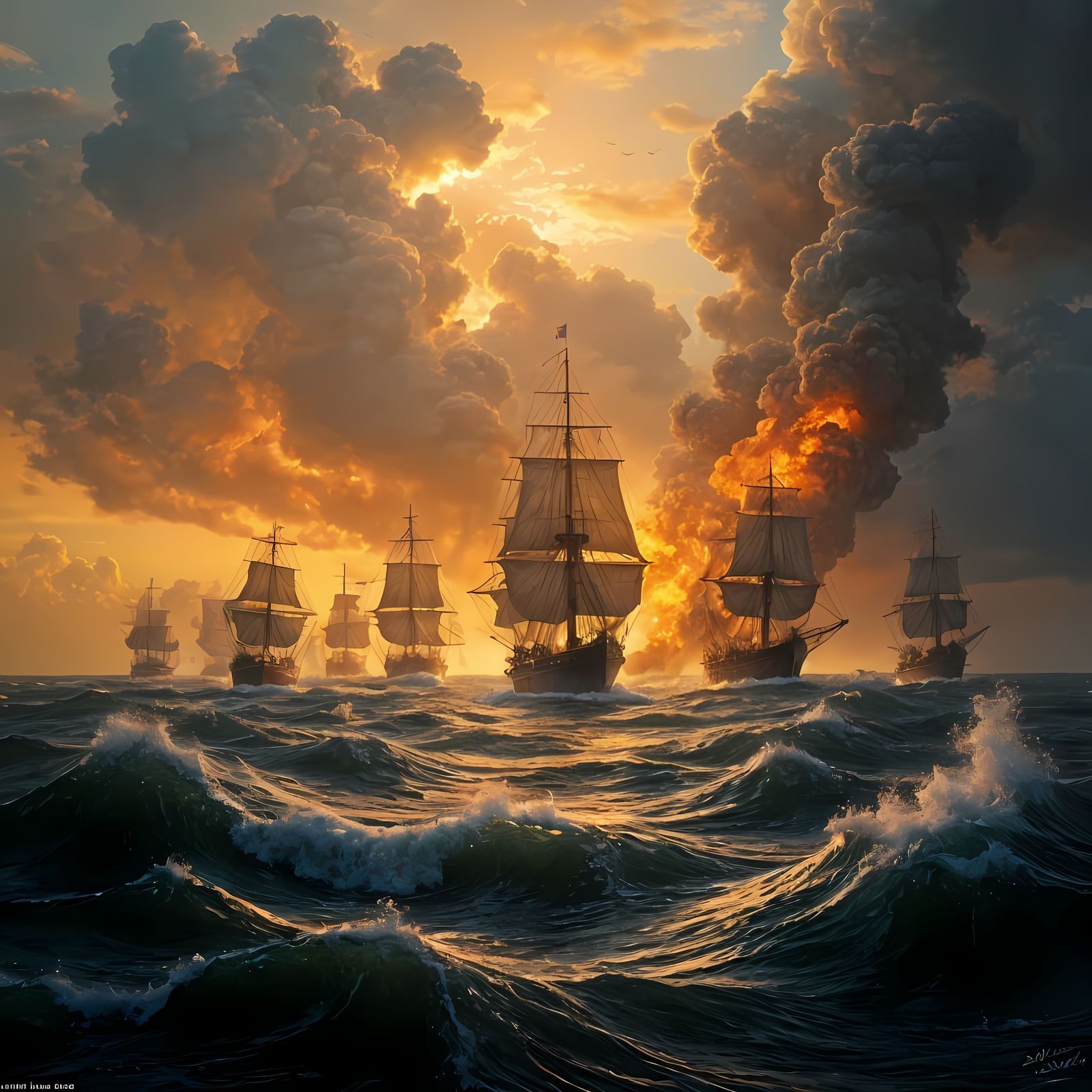 Epic Photorealistic Naval Battle in the 1400s