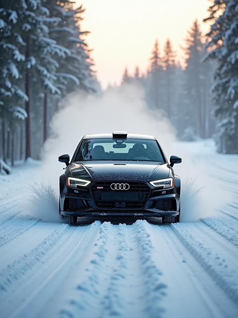 Audi A3 Rallying in Snowy Finland: Cinematic Style