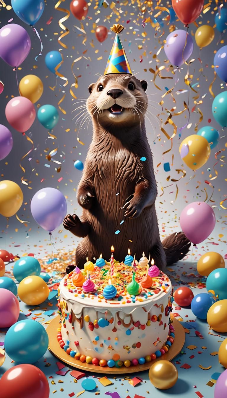 Otter Birthday Party in Pixar 3D Animation