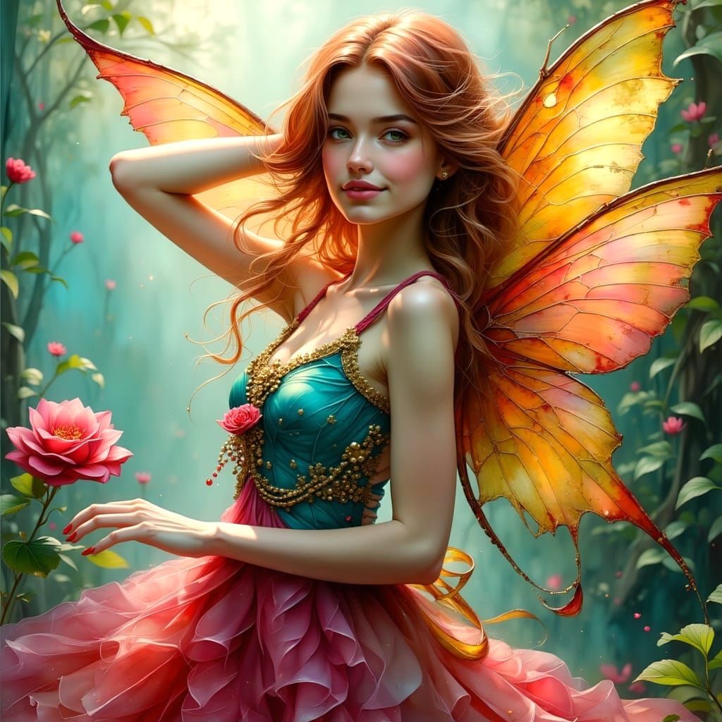 Surreal Fairy Portrait in Whimsical Art Style