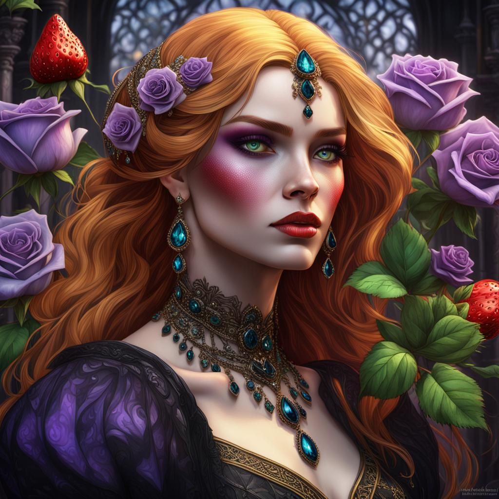 Gothic Rose: A Dark Fantasy Portrait in 8k