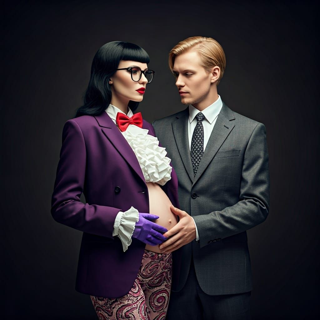 Stunning Woman with Husband in Photorealistic Style