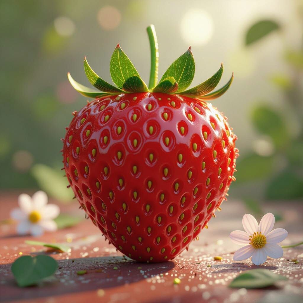 Detailed Strawberry Still Life in Matte Painting Style
