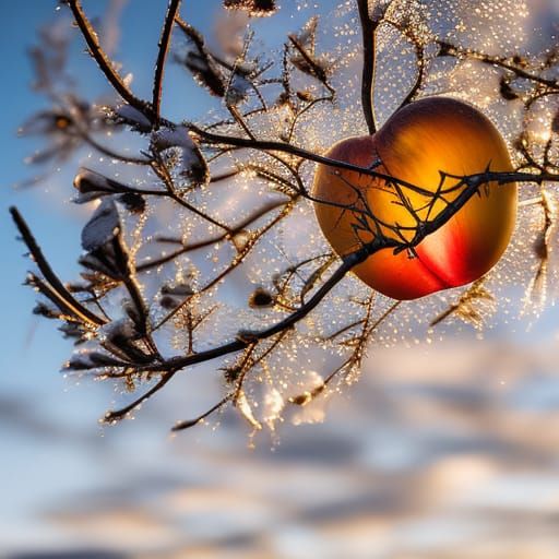 Hyperrealistic Apple Orchard Photograph in Golden Hour