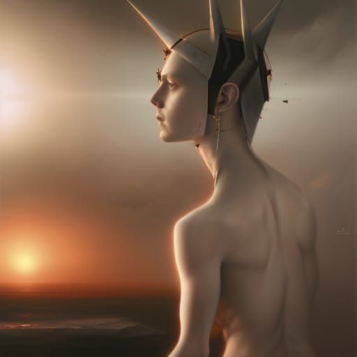 Cyberpunk Religious Icon in Apocalyptic Locker Room