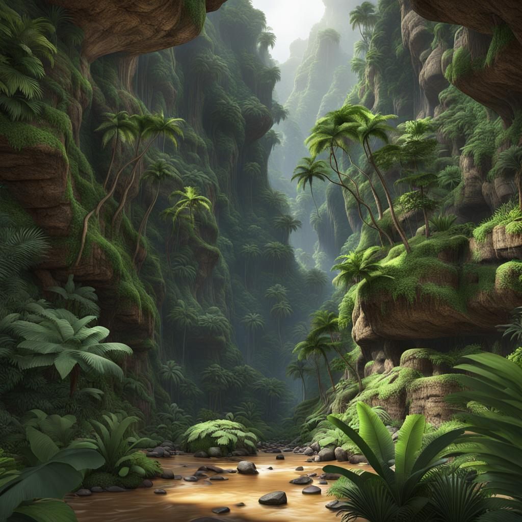 Lush Tropical Rainforest Canyon in 8k Resolution