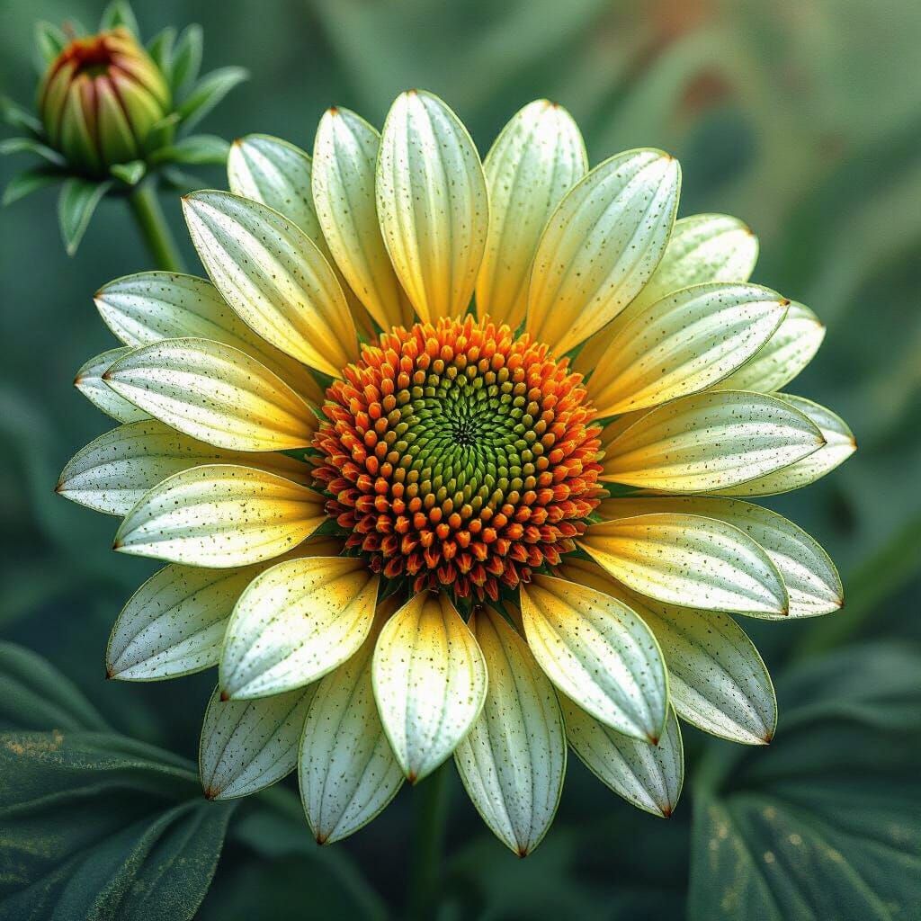 Botanical Gaillardia in Metallic Watercolor Style