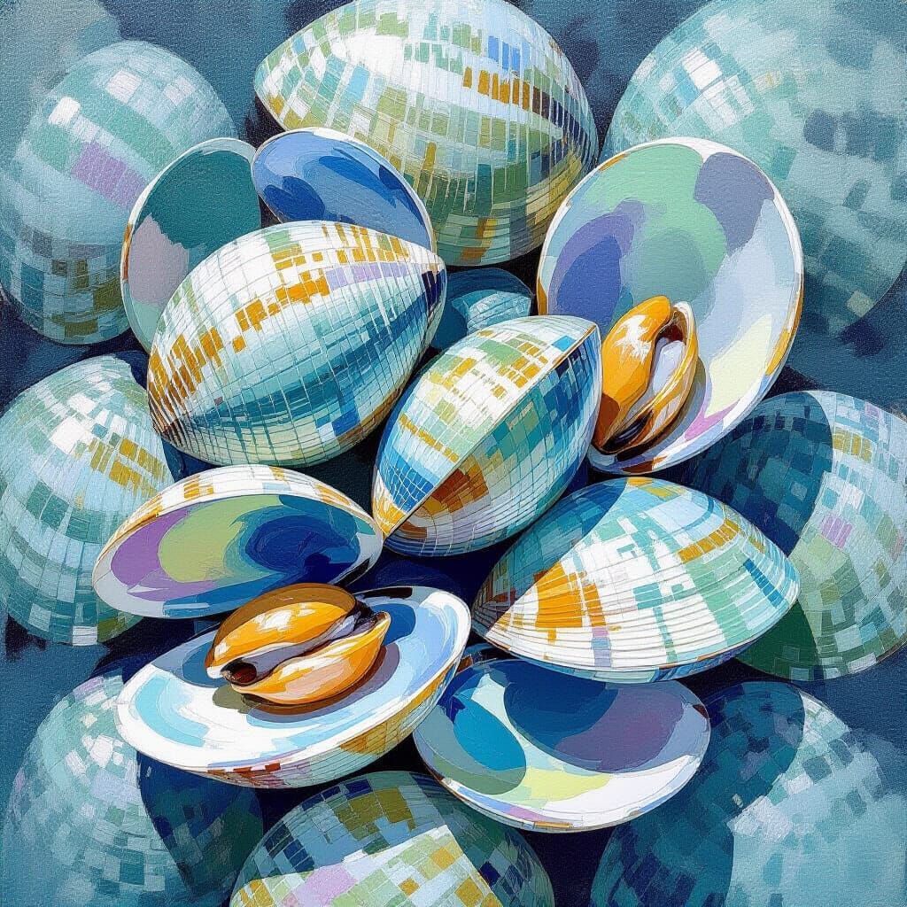 Ocean Clams Impasto Gouache Watercolor Masterpiece