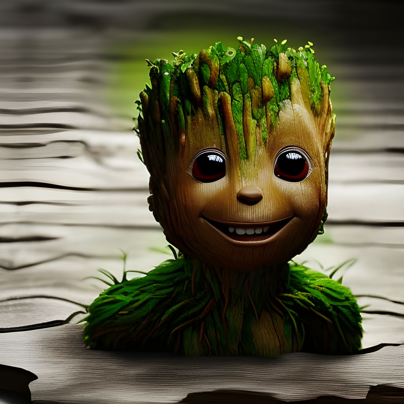 Chibi Groot with Sparks: Detailed Digital Rendering