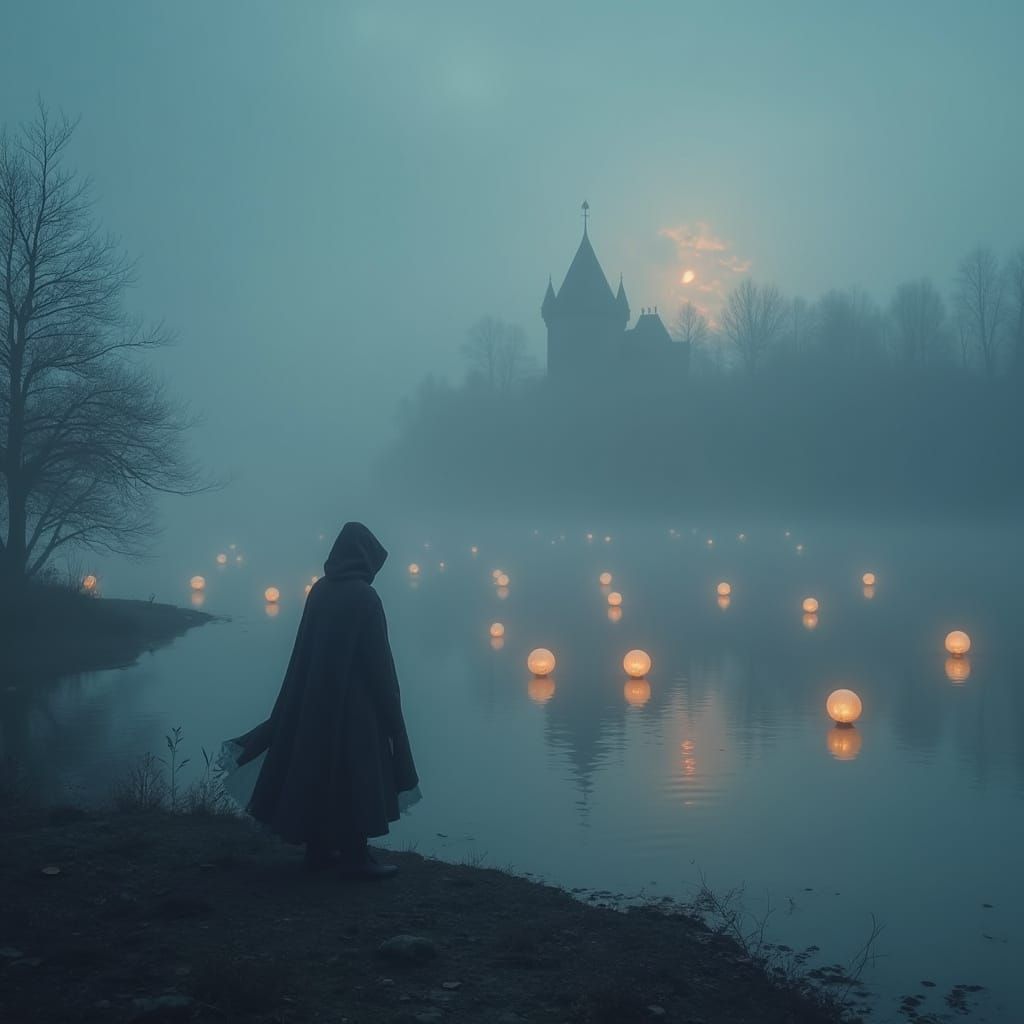 Misty Baltic Coast Castle Scene in Dreamlike Fantasy Art