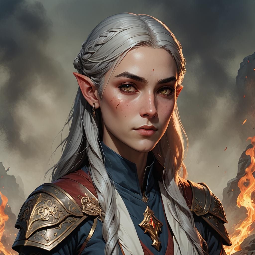 Half-Elf Cleric Portrait in Fire Emblem Style