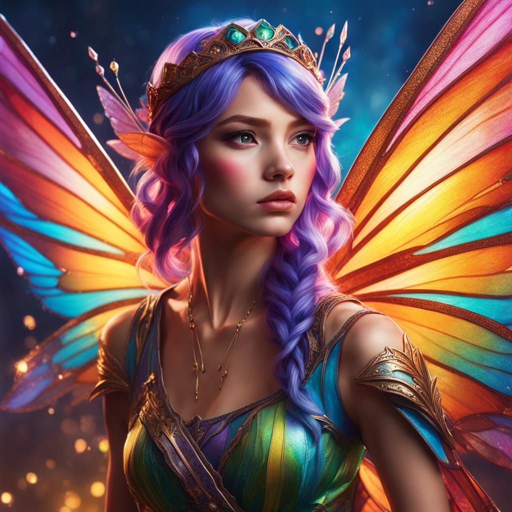 Hyperrealistic Fairy Girl in Splash Art Style