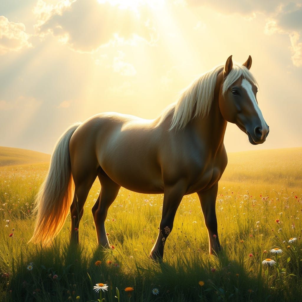 Majestic Shire Horse in Lush Meadow