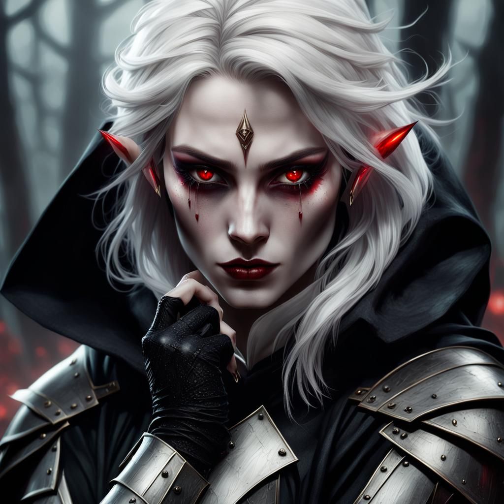 Glam Rock Half-Elf Paladin Portrait