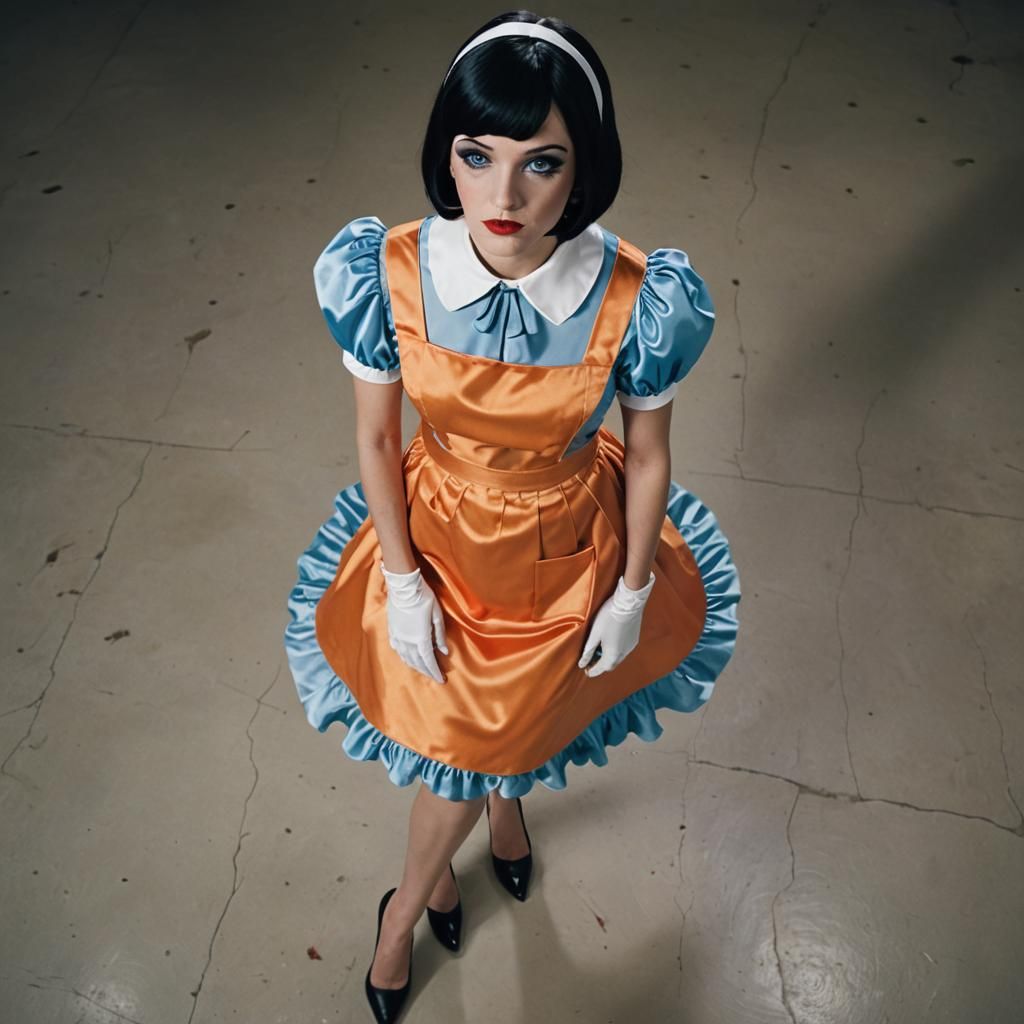 Boy in Orange Maid Dress, John Waters Style