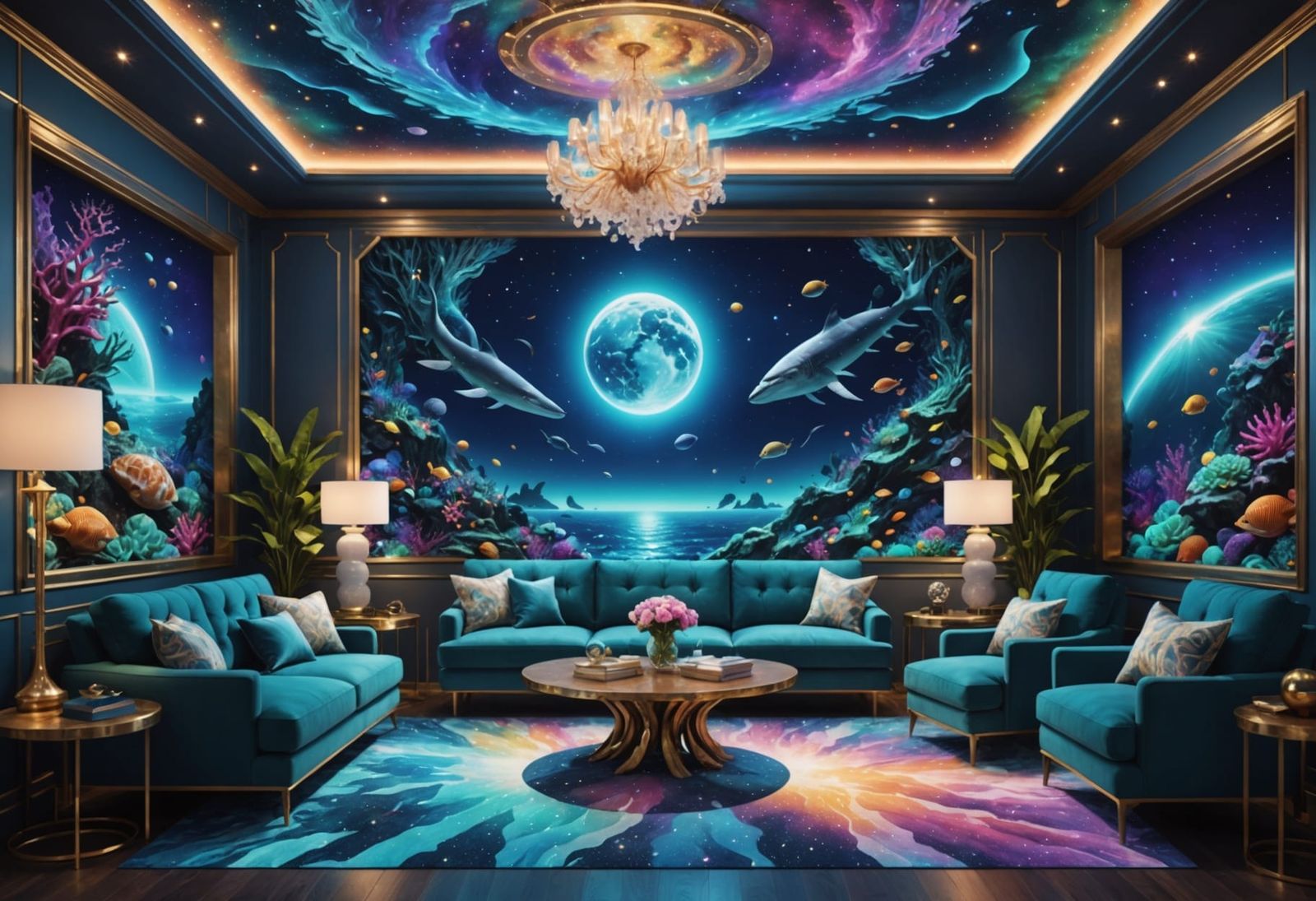 Surreal Oceanic Interior in Cosmic Holographic Style