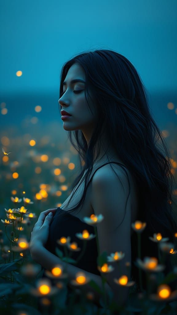 Serene Woman in Luminous Nature
