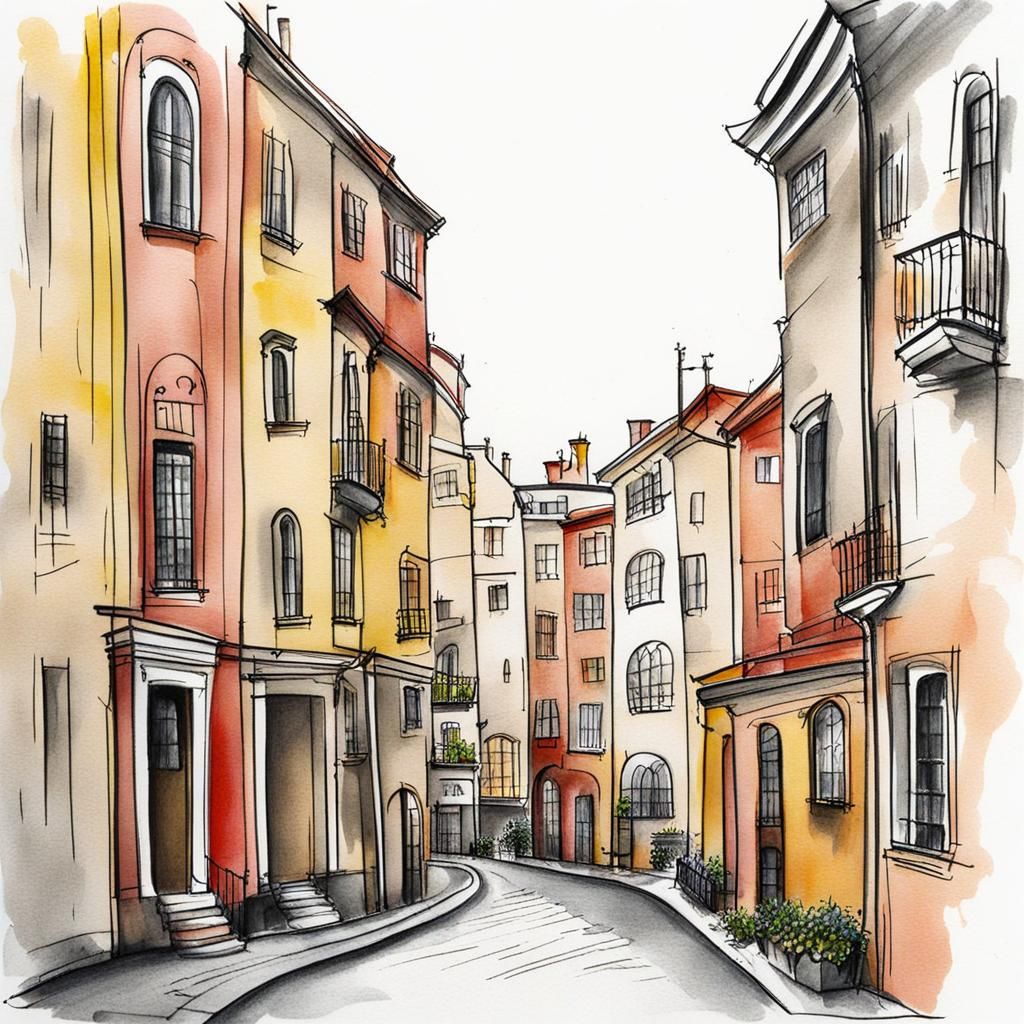 AI Whimsical Urban Sketch