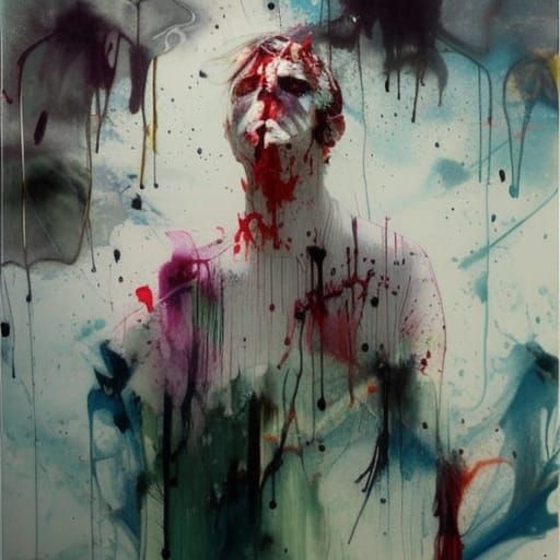 Man in Marbled Splatter Art Style