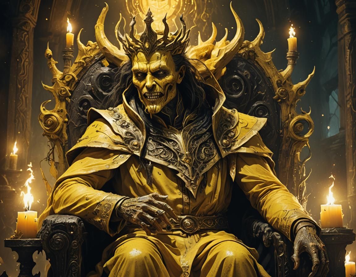 Grotesque King in Yellow on Cyclopean Throne