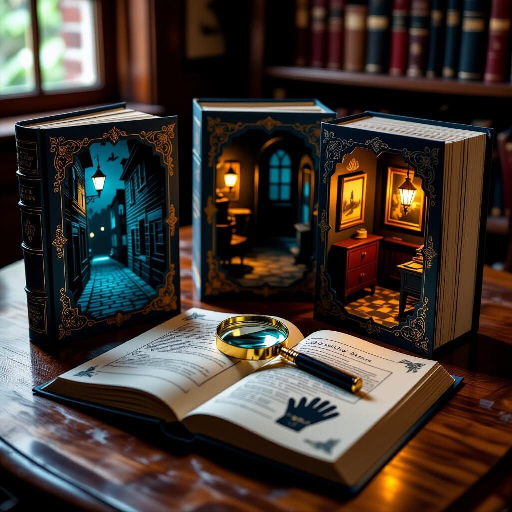 Intricate Pop-Up Books Reveal Mystery Novel Scenes