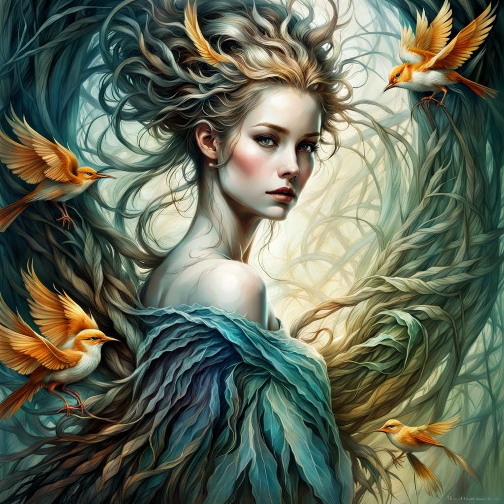 Intricate Nest in Art Brut Style