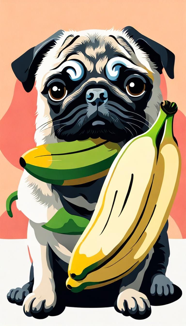 Pug Holding Abstract Saba Banana