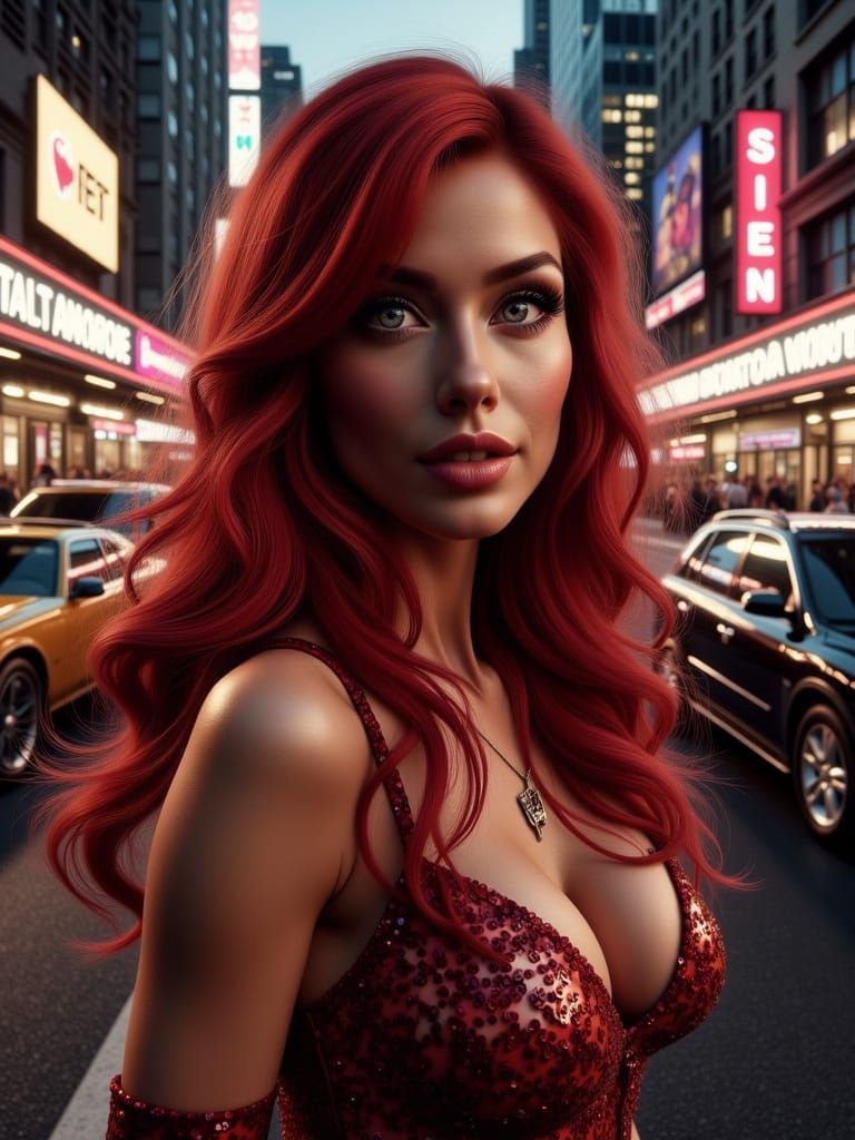 Sexy Jessica Rabbit as Cyberpunk Supermodel in New York City