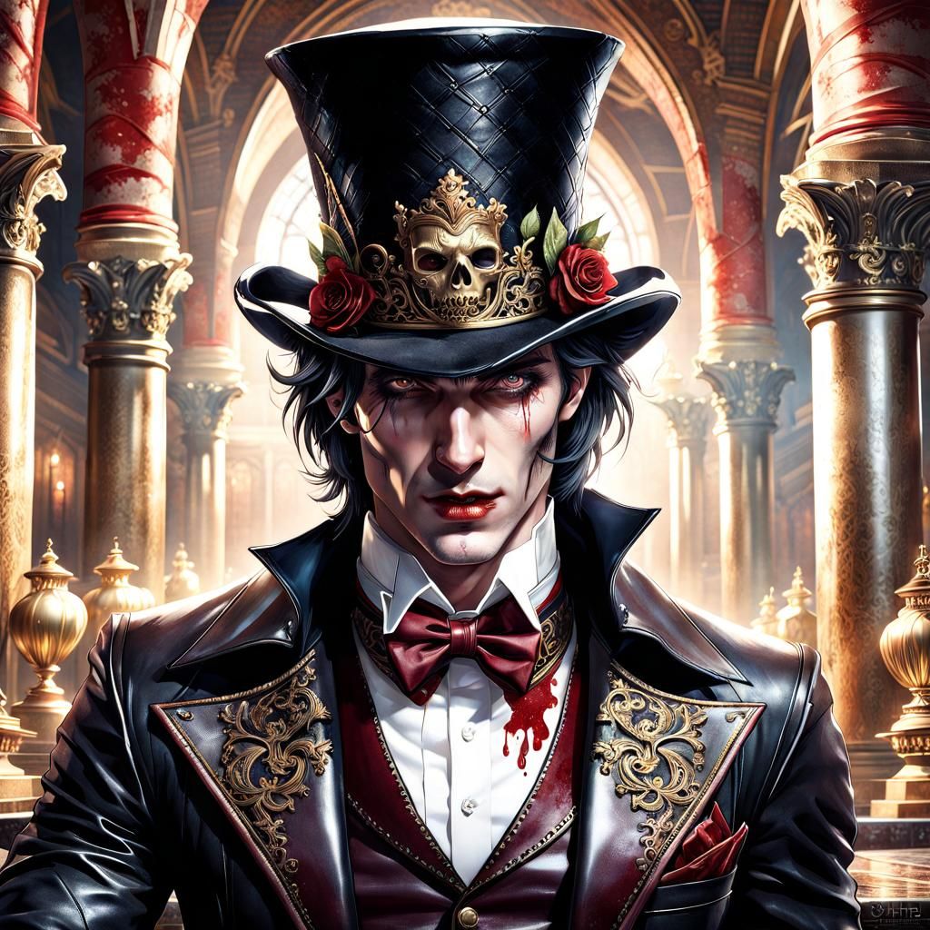 Diabolic Vampire in Dark Cellar, Hyperdetailed Portrait