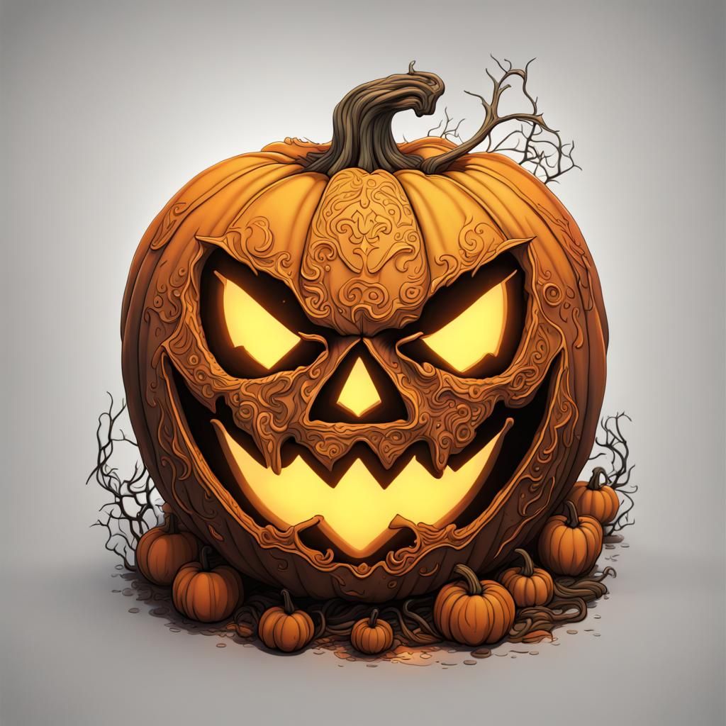Detailed Jack-O-Lantern in Matte Painting Style