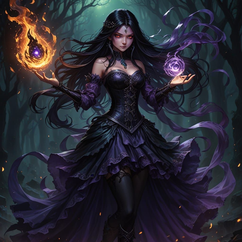 Shadow Mage with Shadow Ghoul in Anime Style