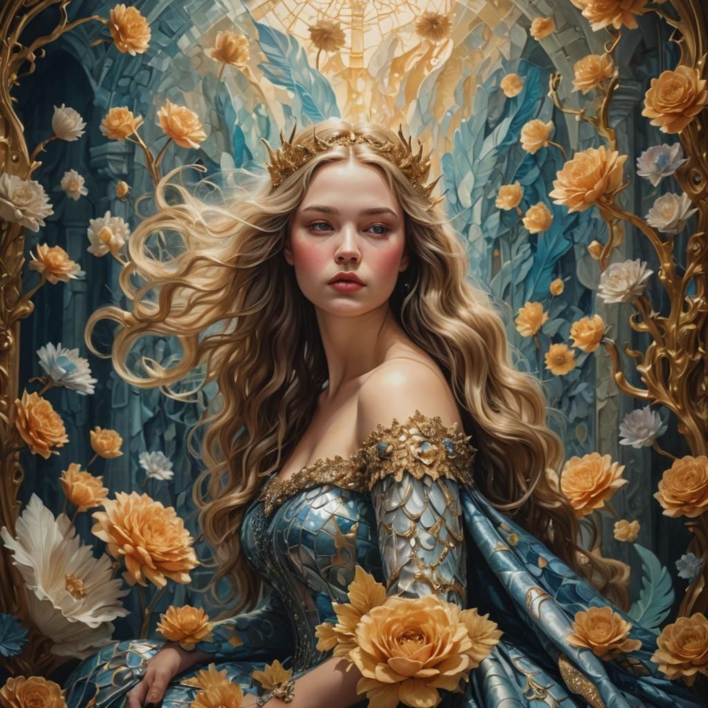 Surreal Portrait of Woman on Melting Throne