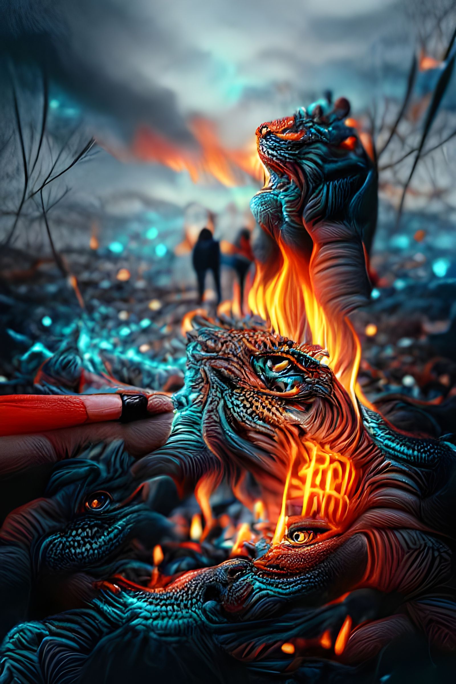 January 6 Insurrection Fire in Neon Fantasy Style