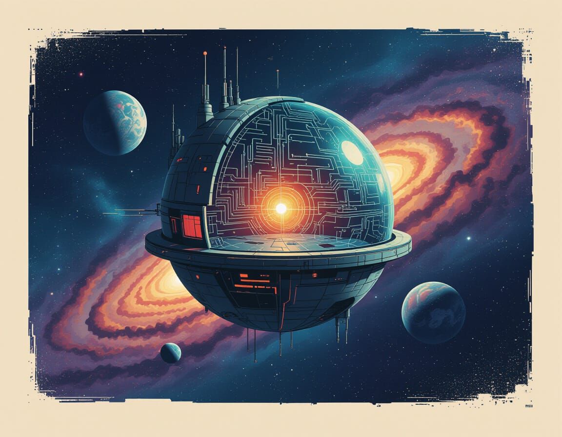 Synthwave Ecosystem in Spherical Space Station